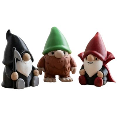 Mythological Gnome Collectible Figurine Bundle of 3 - Grim Reaper, Bigfoot, Vampire - Spooky & Whimsical Adult Desk Decor - 3D Printed in Canada