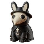 Plague Doctor Bunny in Black Coat with Beaked Mask and Wide Hat 3D Printed Collectible Figurine | Gothic Medieval Rabbit Decor - 3D Printed in Canada