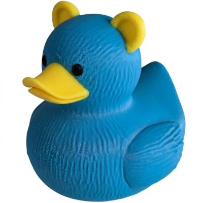 Brown Bear Duck Figurine – Quirky Bear-Themed Collectible Rubber Duck Desktop Decoration Gift for Home Office – 3D Printed in Canada (Ocean Blue)