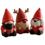 Gnome Variety Collectible Figurine Bundle of 3 - Red & Black Gnome, Reindeer Shih Tzu - Unique & Festive Adult Desk Decor - 3D Printed in Canada