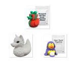 Duck Variety Collectible Figurine Bundle of 3 - Gift Box Duck, Wolf Mystic - Unique & Colorful Adult Desk Decor - 3D Printed in Canada