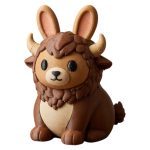 Brown Bison Buffalo Bunny with Curved Horns and Shaggy Fur 3D Printed Collectible Figurine | Wild Animal Rabbit Desk Decor - 3D Printed in Canada