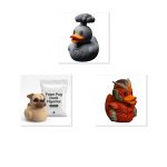 Duck Variety Collectible Figurine Bundle of 3 - Hurricane Duck, Fawn Pug Mecha - Whimsical & Unique Adult Desk Decor - 3D Printed in Canada
