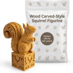 Wood Carved-Style Squirrel Figurine in Ochre Yellow Finish - 3D Printed in Canada (Ochre Yellow)