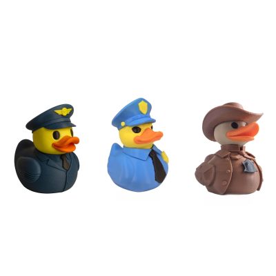 Career Ducks Collectible Figurine Bundle of 3 - Pilot, Police Officer, Sheriff - Funny & Professional Adult Desk Decor - 3D Printed in Canada