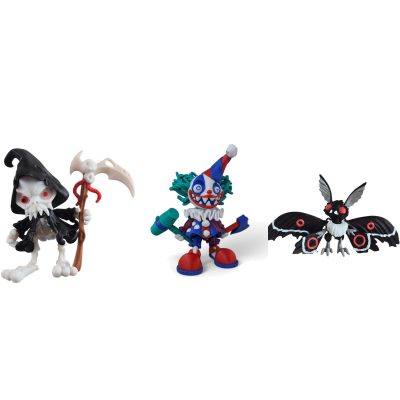 Creepy Cryptids Collectible Figurine Bundle of 3 - Grim Reaper, Creepy Clown, Mothman - Gothic & Spooky Adult Desk Decor - 3D Printed in Canada