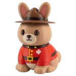 Canadian Mountie Bunny in Red Serge Uniform with Brown Campaign Hat 3D Printed Collectible Figurine | RCMP Rabbit Shelf Decor - 3D Printed in Canada