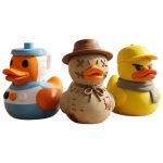 Duck Variety Collectible Figurine Bundle of 3 - Blender Duck, Scarecrow Grumpy - Whimsical & Rustic Adult Desk Decor - 3D Printed in Canada