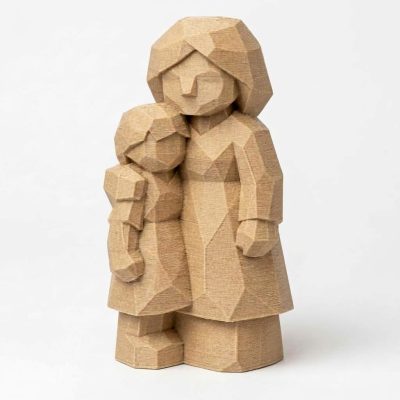 Wood Carved-Like Big Sister Figurine - Unique Desk Decor for Adults 3D Printed in Canada - 3D Printed in Canada (Classic Birch)