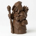 Wood-Carved-Like Forest Witch Figurine in Black Walnut Finish - 3D Printed in Canada (Black Walnut)