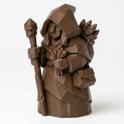 Wood-Carved-Like Forest Witch Figurine in Black Walnut Finish - 3D Printed in Canada (Black Walnut)
