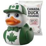 Canada Duck Figurine – Patriotic Maple Leaf Duck Collectible for Canada Day or Office Decor – Cute Red & White Desk Ornament – 3D Printed in (Forest Green)