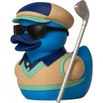 Golfer Duck Figurine with Club & Sunglasses – Sports-Themed Duck Sculpture for Desk, Shelf & Gift Display – 3D Printed in Canada (Ocean Blue)