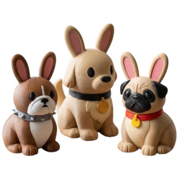 Dog Breeds Bunny Figurine Bundle