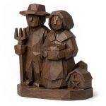 Wood Carved-Like Homestead Figurine in Black Walnut Finish - 3D Printed in Canada (Black Walnut)