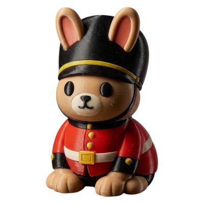 British Royal Guard Bunny in Red Uniform with Tall Black Bearskin Hat 3D Printed Collectible Figurine | London Rabbit Decor - 3D Printed in Canada