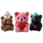 Teddy Variety Collectible Figurine Bundle of 3 - Pink Heart-Holding Teddy, Mind-Blown Hades - Adorable & Gothic Adult Desk Decor - 3D Printed in Canada