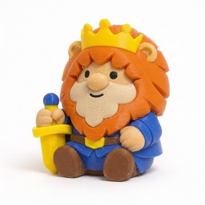 Noble Lion Gnome Collectible Figurine - Striking Bearded Gnome with Crown and Sword Desk Decor for Home or Office - Unique Gift for Fantasy Lovers - 3D Printed in Canada