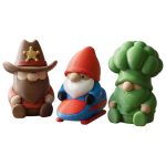 Gnome Variety 3-Pack Collectible Figurine Bundle of 3 - Sheriff Gnome, Bobsleigh Broccoli - Whimsical & Unique Adult Desk Decor - 3D Printed in Canada