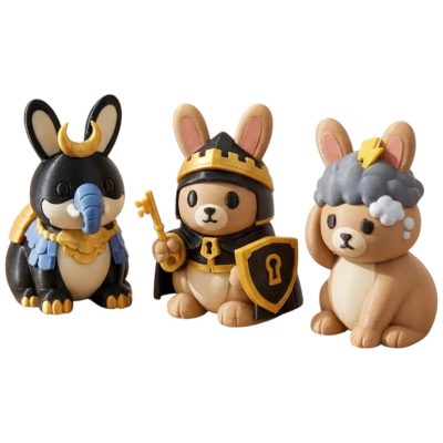 Bunny Variety Collectible Figurine Bundle of 3 - Baku Dream Eater, Gatekeeper, Overthinking - Whimsical & Fantasy Adult Desk Decor - 3D Printed in Canada