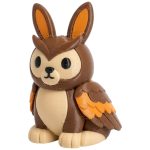 Horned Owl Bunny with Brown Feathered Wings and V-Shaped Brow 3D Printed Collectible Figurine | Bird of Prey Rabbit Decor - 3D Printed in Canada