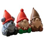 Gnome Variety Collectible Figurine Bundle of 3 - Schnauzer Gnome, Chocolate Lava Cake Spaghetti - Whimsical & Decorative Adult Desk Decor - 3D Printed in Canada