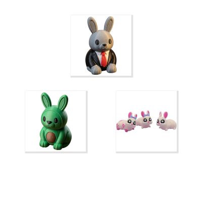 Bunny Variety 3-Pack Collectible Figurine Bundle of 3 - Business Bunny, Avocado Poseable - Quirky & Fun Adult Desk Decor - 3D Printed in Canada