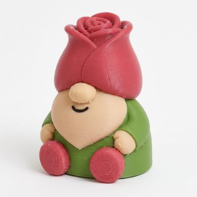 Rose Petal Gnome Collectible Figurine - Detailed Garden Gnome Desk Accent for Home or Office Decor - Unique Gift for Nature Lovers - 3D Printed in Canada