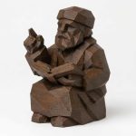 Wood Carved-Like Storyteller Figurine in Black Walnut Finish - 3D Printed in Canada (Black Walnut)