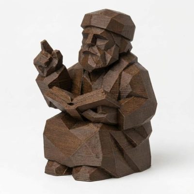 Wood Carved-Like Storyteller Figurine in Black Walnut Finish - 3D Printed in Canada (Black Walnut)
