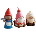 Gnome Variety Collectible Figurine Bundle of 3 - Waitress Gnome, Cherry Cheesecake Cocoa Bomb - Whimsical & Unique Adult Desk Decor - 3D Printed in Canada