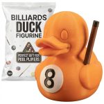 Billiards Duck Collectible Figurine - Striking Orange Pool Duck Desk Decor for Game Room or Gift - 3D Printed in Canada