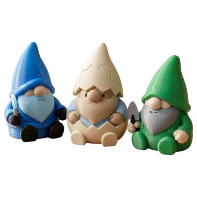 Gnome Variety Collectible Figurine Bundle of 3 - Ice Climbing Gnome, Cracked Shell Landscaper - Charming & Unique Adult Desk Decor - 3D Printed in Canada