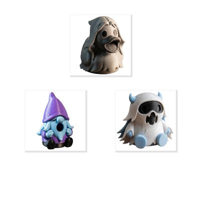 Banshee Collectible Figurine Bundle of 3 - Banshee Duck, Gnome, Robot - Gothic & Whimsical Adult Desk Decor - 3D Printed in Canada