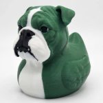 Bulldog Duck Collectible Figurine - Striking Green and White Desk Decor for Unique Home Accent or Gift - 3D Printed in Canada