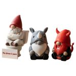 Gnome Variety Collectible Figurine Bundle of 3 - Toilet Gnome, Rhino Demon - Comical & Gothic Adult Desk Decor - 3D Printed in Canada
