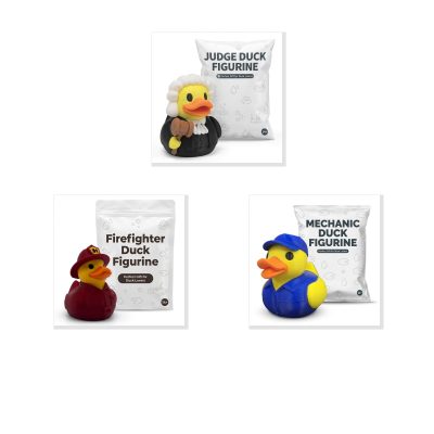 Professions Duck Collectible Figurine Bundle of 3 - Judge, Firefighter, Mechanic - Humorous & Creative Adult Desk Decor - 3D Printed in Canada