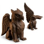 Wood Carved Griffin Figurine in Black Walnut Finish - 3D Printed in Canada (Black Walnut)
