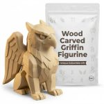 Wood Carved Griffin Figurine in White Oak Finish - 3D Printed in Canada (White Oak)