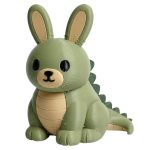 Brontosaurus Dinosaur Bunny Figurine with Spiky Ridge - Green Dino Rabbit Collectible Desk Decor for Adults - 3D Printed in Canada