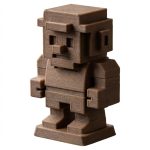 Wood Carved 8-Bit Figurine in Black Walnut Finish - 3D Printed in Canada (Black Walnut)