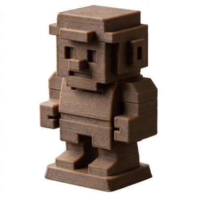 Wood Carved 8-Bit Figurine in Black Walnut Finish - 3D Printed in Canada (Black Walnut)