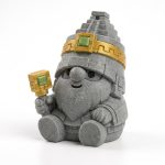 Mayan Stone Gnome Collectible Figurine - Intricate Bearded Gnome with Golden Crown and Staff for Unique Desk Decor, Office Accent, or Shelf Display - 3D Printed in Canada