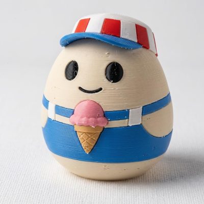 Ice Cream Vendor Eggling Collectible Figurine - Unique Desk Decor for Adults – 3D Printed in Canada