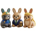 Bunny Variety Collectible Figurine Bundle of 3 - Rare Earth Minerals Bunny, Hedge Fund Mullet - Quirky & Unique Adult Desk Decor - 3D Printed in Canada