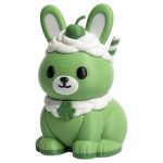 Shamrock Shake Bunny with Green Body Whipped Cream and Clover 3D Printed Collectible Figurine | St Patricks Day Rabbit Decor - 3D Printed in Canada