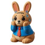 Stressed Out Office Bunny in Blue Shirt Red Tie with Sweat Drops 3D Printed Collectible Figurine | Funny Work Rabbit Decor - 3D Printed in Canada