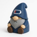 Low Battery Gnome Collectible Figurine - Detailed Blue-Hatted Desk Decor for Office or Home Accent - Unique Gift for Gnome Lovers - 3D Printed in Canada