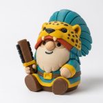 Aztec Jaguar Warrior Gnome Collectible Figurine - Unique Desk Decor for Adults – 3D Printed in Canada