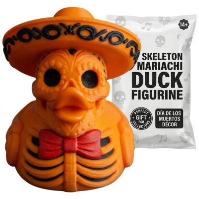 Skeleton Mariachi Duck Figurine - Vibrant Day of the Dead Desk Decor for Home or Office Display - 3D Printed in Canada